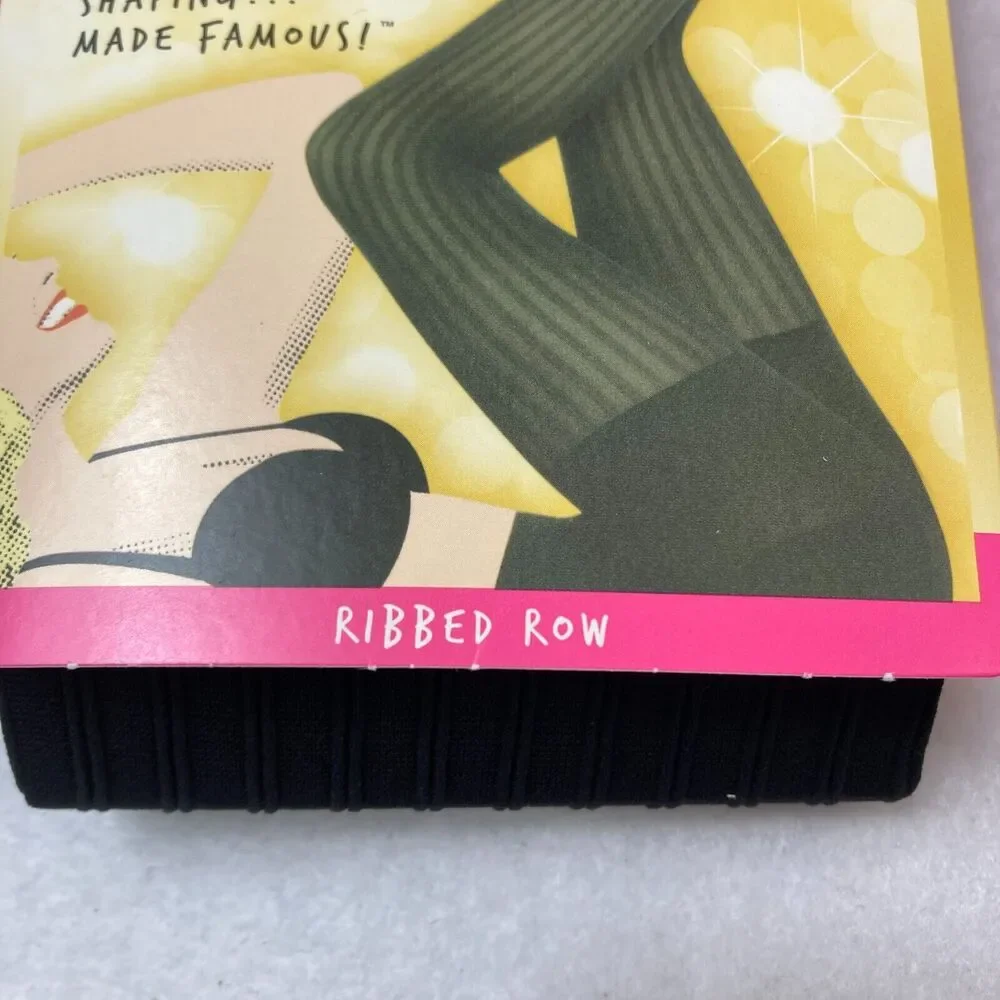 Star Power By Spanx Women's Size E Black Ribbed Row Shaping Tights Shapewear NWT